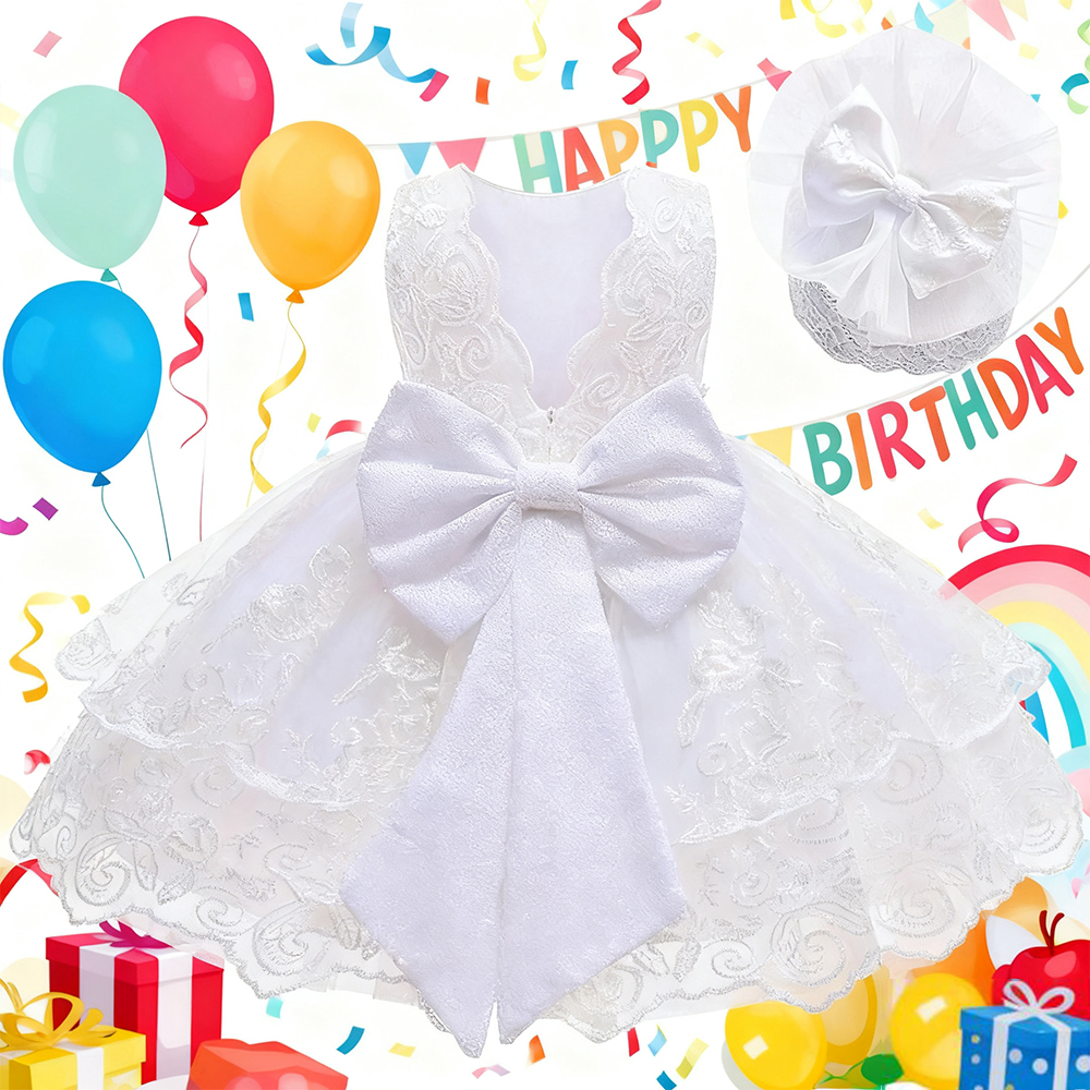 Baby Products For Summer - Newborn White Baptismal Costumes Backless Bowknot