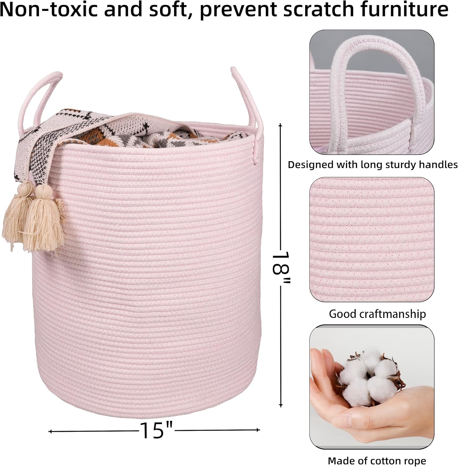 Large Cotton Rope Laundry Bask - Baby Products Hamper ulasan dan harga