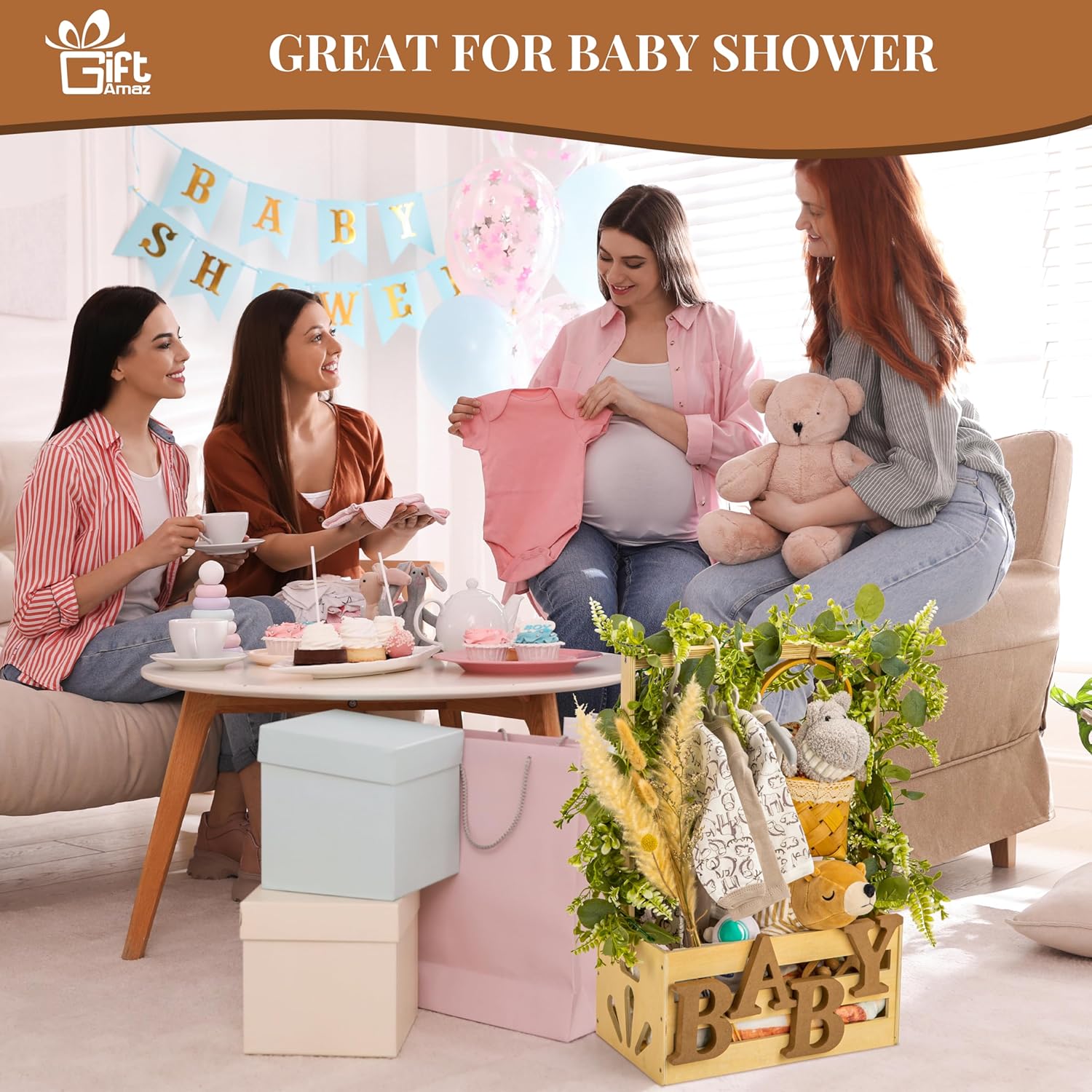 Wooden Baby Shower Crate Baske - Baby Products Hamper ulasan dan harga