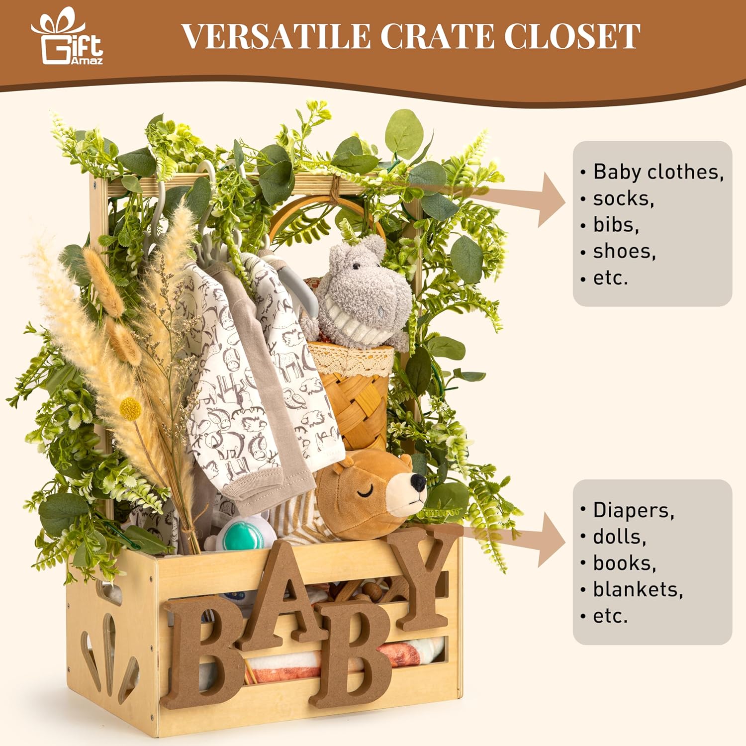Wooden Baby Shower Crate Baske - Baby Products Hamper ulasan dan harga